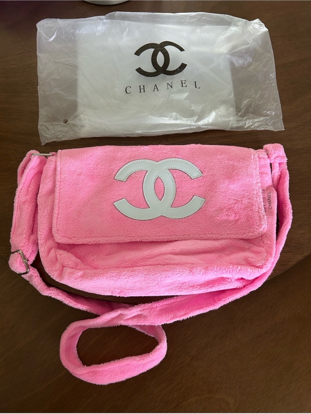 Chanel Pink Plush CC Logo Crossbody Big VIP GWP